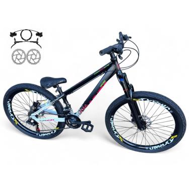 Imagem de Bicicleta Aro 26 Vikingx Tuff Freeride Downhill Freio Hidráulico 21v Alumínio Aros Vmaxx Pneu Flame-Unissex