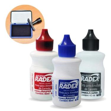 Imagem de Kit 3 Tintas Para Almofada De Carimbo Azul + Vermelho + Preto 40ml Cad