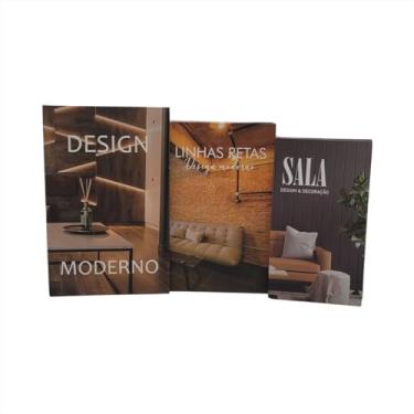 Imagem de Caixa Livro Decorativa Kit 3 Livro Fake Porta Objetos Papel Design Moderno