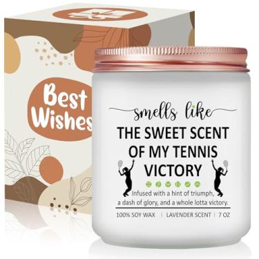 Imagem de Risnoae Presentes de tênis femininos - Divertidos amantes de tênis esportivo, jogadores, treinadores, amigos, aniversário, presente de vela ideal de Natal - Cheiro de vitória