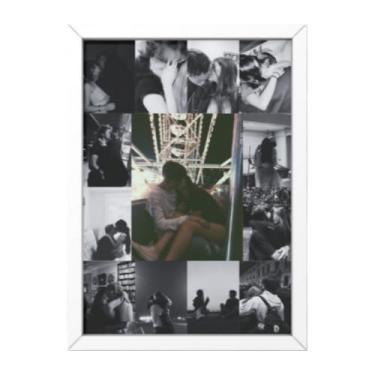 Imagem de Moldura Para Fotos De Casais | Capacidade Para Até 13 Fotografias | Tamanho A4 Com Moldura E Painel AcríLico(Branco - P&B)