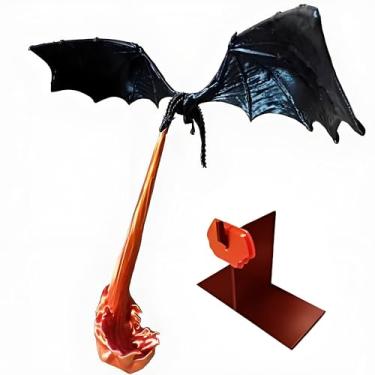 Imagem de Poranlem Canto de livro de dragão que respira fogo com suporte de livro 3D arte de parede decoração fantasia dragão voador escultura estante decoração exibição presente para amigo