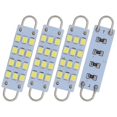 Imagem de QAUBEN Lâmpadas LED Festoon de laço rígido de 44 mm e 1,73" 12-SMD 3528 1210 Chips Luz interna de carro Luz de mapa de cúpula Luzes de cortesia para portas 561 562 567, Xenon branco 12V (pacote com 4)