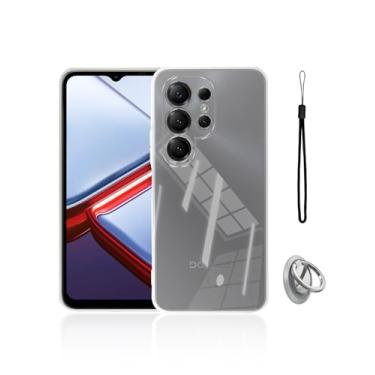 Imagem de KONXISA Capa para DOOGEE Note56X / Note56X Pro, capa de telefone com fivelas e cordões, capa protetora de material TPU, capa protetora resistente a arranhões, anti-impressão digital, transparente