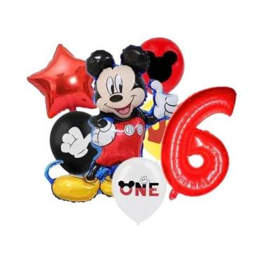 Imagem de Conjunto De Balões De Folha Minnie E Mickey Mouse 7 Peças Para Festa D