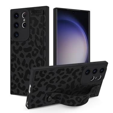 Imagem de Jefonha Capa para Samsung Galaxy S23 Ultra 6,8 polegadas lançado em 2023, capa de silicone com alça para mulheres meninas linda leopardo guepardo capa protetora com suporte ajustável para S23 Ultra
