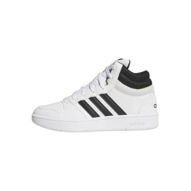 Imagem de adidas Tênis unissex adulto Hoops Mid Classic, Branco/preto/cinza órbita, 14 Women/13 Men