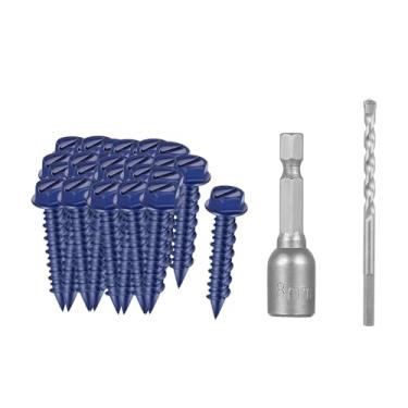 Imagem de KiBcsLic 40 parafusos de ancoragem para concreto, parafusos para alvenaria de tijolo, 0,5 x 32 mm, autoperfurantes para blocos, madeira, pedra e cimento.