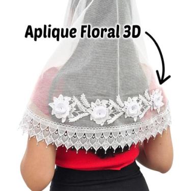 Imagem de Véu Ccb Congregação Cristã Com Aplique Floral 3D Adulto (modelo Glória