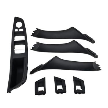 Imagem de Maçaneta da porta interna automotiva, tampa de acabamento, compatível com BMW Série 5 F10 F11 520d 530d 535i 51417225857 51417225873 Acessórios para carro(Black 7pcs)