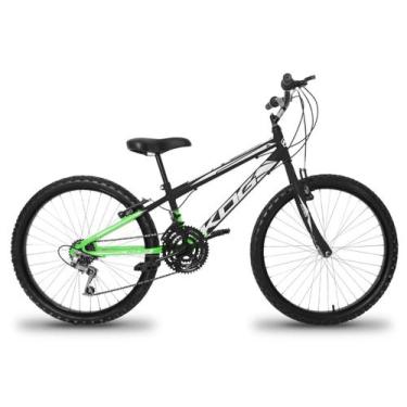 Imagem de Bicicleta Infantil Aro 24 KOG Masculina 18v, Verde degrade, Branco