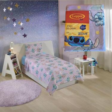 Imagem de Jogo De Cama Stitch Infantil Lepper 2 Peças Sobrelençol e Fronha