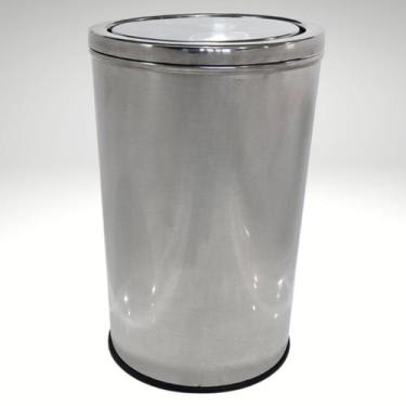 Imagem de Lixeira Inox 20x30 Tampa Giratoria P/ Banheiro Ou Cozinha Chão Bancada