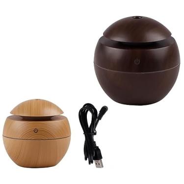 Imagem de Umidificador Ultrassônico Usb Tipo Madeira Difusor aromas imita madeira Umidificador Aromatizador Difusor Aroma Eletrico Led 7 Cores (1, Madeira Escura)
