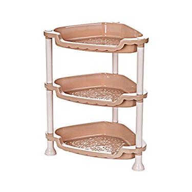 Imagem de Prateleira de chuveiro, triângulo de três camadas branco de plástico sem perfuração montável organizador de aterrissagem prateleiras de armazenamento para banheiro cozinha quarto (cor: C, tamanho: