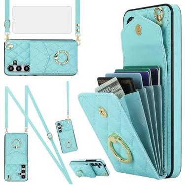 Imagem de Asuwish Capa de celular para Samsung Galaxy S24 Plus S24+ 5G Capa carteira com protetor de tela de vidro temperado e anel de pulseira com bloqueio de RFID, suporte para cartão celular S24plus 24S + S