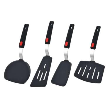 Imagem de Espátula de silicone, pacote com 4 espátulas resistentes ao calor de 315 °C, conjunto para panelas antiaderentes, utensílios de cozinha sem BPA, ovos de borracha, crepe, panqueca, hambúrguer, peixe