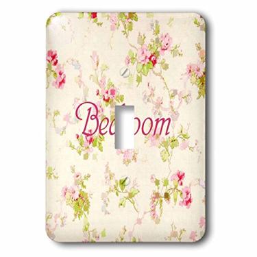 Imagem de 3dRose (lsp_236190_1) Imagem de interruptor de botão único de rosa floral Shabby Chic com palavra quarto