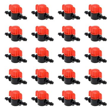 Imagem de Micro Traders Válvula de desligamento de farpa de irrigação por gotejamento de 20 peças Válvula de acoplamento de tubo de esfera farpada para sistemas de irrigação por gotejamento de tubo OD de 1/10.2