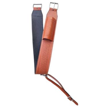 Imagem de WEMBILS Boletos de couro ocidental para cavalos de cavalo, tarugos de sela de circunferência, aperto de sela de flanco feito à mão (bronze, 101 cm)