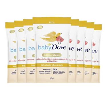 Imagem de Kit Sabonete Líquido Dove Baby Refil Hidratação Glicerinada 180ml - 8 