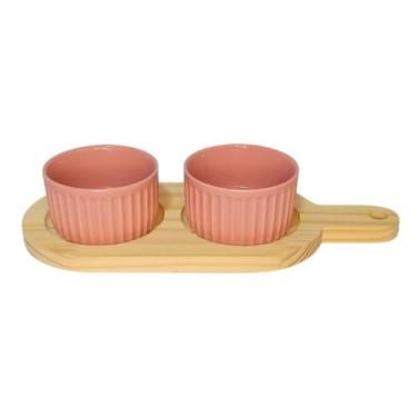 Imagem de Suporte em pinus para 2 ramekim de 190 ml cada rosa - LFF