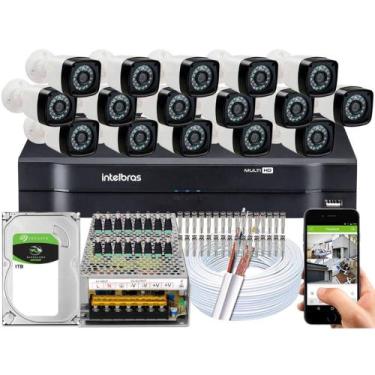 Imagem de kit Cftv 16 Cameras Segurança Hd Dvr Intelbras 1216 C/HD 1TB