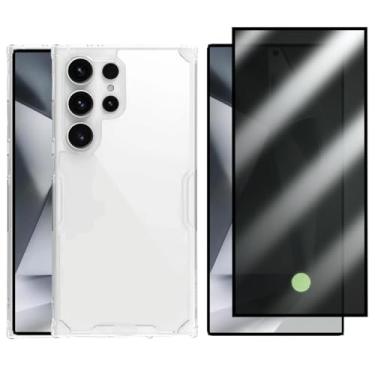 Imagem de Kit Proteção Compatível Samsung Galaxy S24 Ultra Capinha Transparente Space + Película 3D Privacidade Anti Espião