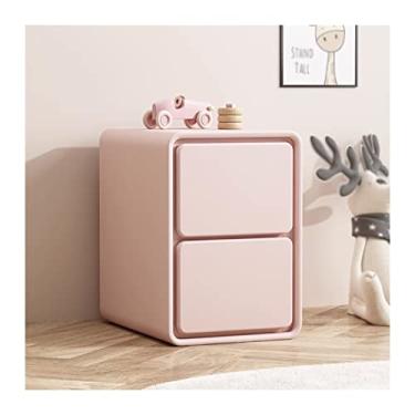 Imagem de Mesa de cabeceira de couro sintético com 2 gavetas linda mesa lateral de armário de cabeceira rosa, pequeno armário de armazenamento para sala de estar, quarto, mesa de cabeceira 47,8 cm A (tamanho