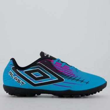 Imagem de Chuteira Umbro Blast Society Azul e Rosa, 43