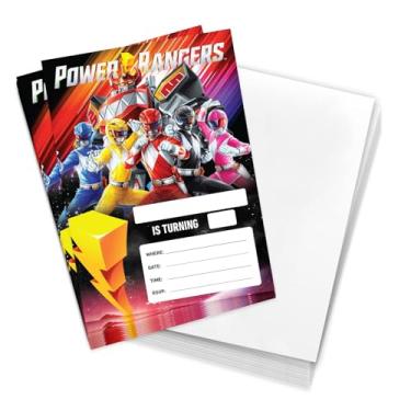 Imagem de Desert Cactus Power Rangers Invitations Convites Happy Birthday Cards 10 unidades com envelopes meninos meninas festa infantil (estilo A)