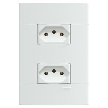 Imagem de Conjunto 2 Tomadas Br 2P+T 10A 250V Branco Fosco, Schneider Electric, S412107