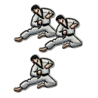 Imagem de Mini pequeno karatê taekwondo desenho animado bordado ferro em remendos costurados adesivos crianças decoração ou reparo roupas camiseta jeans jaqueta chapéu bolsa fantasia/lote de 3 peças