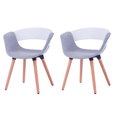 Imagem de Kit 2 Cadeiras ANM6707F Turim Nicole Anima Office PP Branco Revestida PU Cinza Base Madeira