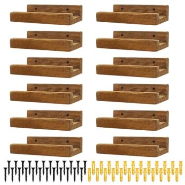 Imagem de kaimenhong 12 peças de suporte de parede para discos de vinil de madeira, suporte de discos de madeira, suporte de discos, prateleira de exibição de álbum para livros Lp Cd Book vintage, 10 x 6 cm