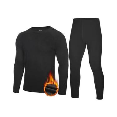 Imagem de Conjunto de roupa íntima térmica EoBekee Fleece Lined Long Johns para 