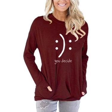 Imagem de Camisola feminina Akihoo, casual, folgada, manga comprida, S