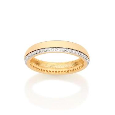 Imagem de Aliança Rommanel Folheado Ouro com Zircônia 513000, 20, Dourado