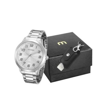 Imagem de Kit Mondaine Relógio Masculino Prata com Porta Alcool em Gel - 99143G0MVNE5K5