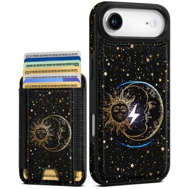 Imagem de Shorogyt Capa carteira para iPhone Air – Serve para 7 cartões, compatível com Magsafe Suporte magnético destacável para cartão de crédito de couro bonito capa de telefone feminina meninas para Apple