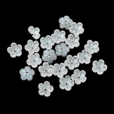 Imagem de 200 peças de tampas de contas de florete de vidro transparente ciano claro 5 contas espaçadoras de flores de patal para encontrar para fazer joias faça você mesmo suprimentos de artesanato 10 x 10 x 5