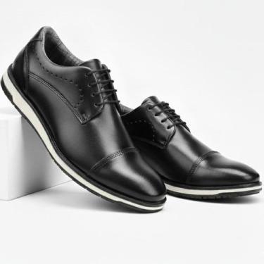 Imagem de Sapatos Masculinos Social Preto Oxford Moderno Couro Marrom Confortáve