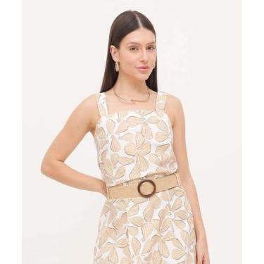 Imagem de Blusa Regata Feminina Estampa Folhas Marisa-15853, Bege, GG