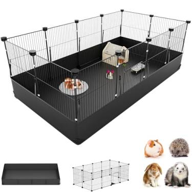 Imagem de Gaiola Coelhinho com Porta Interna Externa Gaiola Cobaia Lavável Terrário Hamster Prova Agua para Coelhinho Tartaruga Hamster Ouriço Coelho Grande Expansível, 120x60x40cm, 12 Painéis