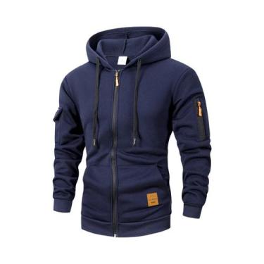 Imagem de Moletom Masculino Slim Fit Com Capuz E Zíper, Manga Longa, Jaqueta Out