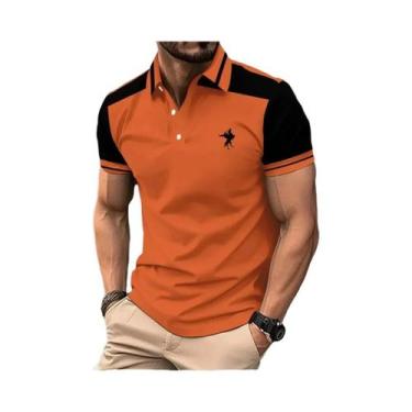 Imagem de Camisa Polo Masculina De Verão Com Estampa De Cavalo Em Listras 3D, Es
