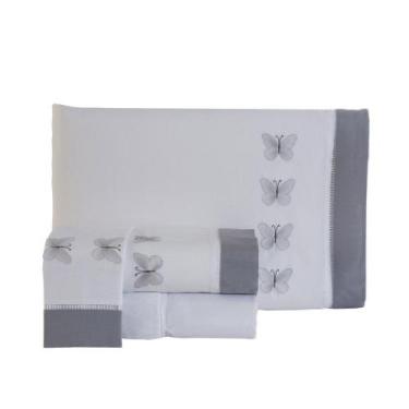 Imagem de Jogo de Lençol Papillons Queen Percal 4 Peças 80% Algodão / 20% Poliés