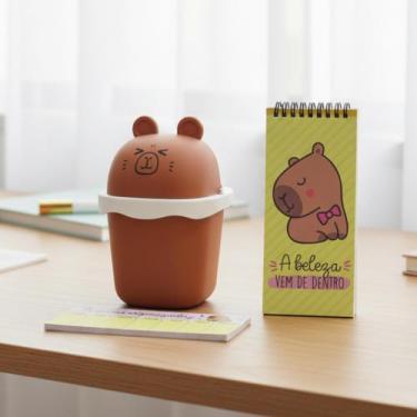 Imagem de Kit Capivara Fofa Itens De Escritório Organização Anotações Caderneta 