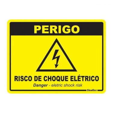 Imagem de Placa Sinalizacao Poliestireno 15X20 ''Perigo Risco De Choque Eletrico