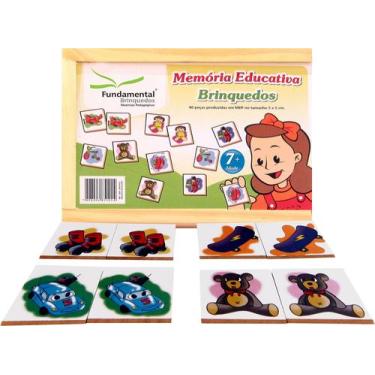 Imagem de Memória Educativa  Brinquedos  Jogo 40 Peças Mdf Tam. 5X5cm - Fundamen